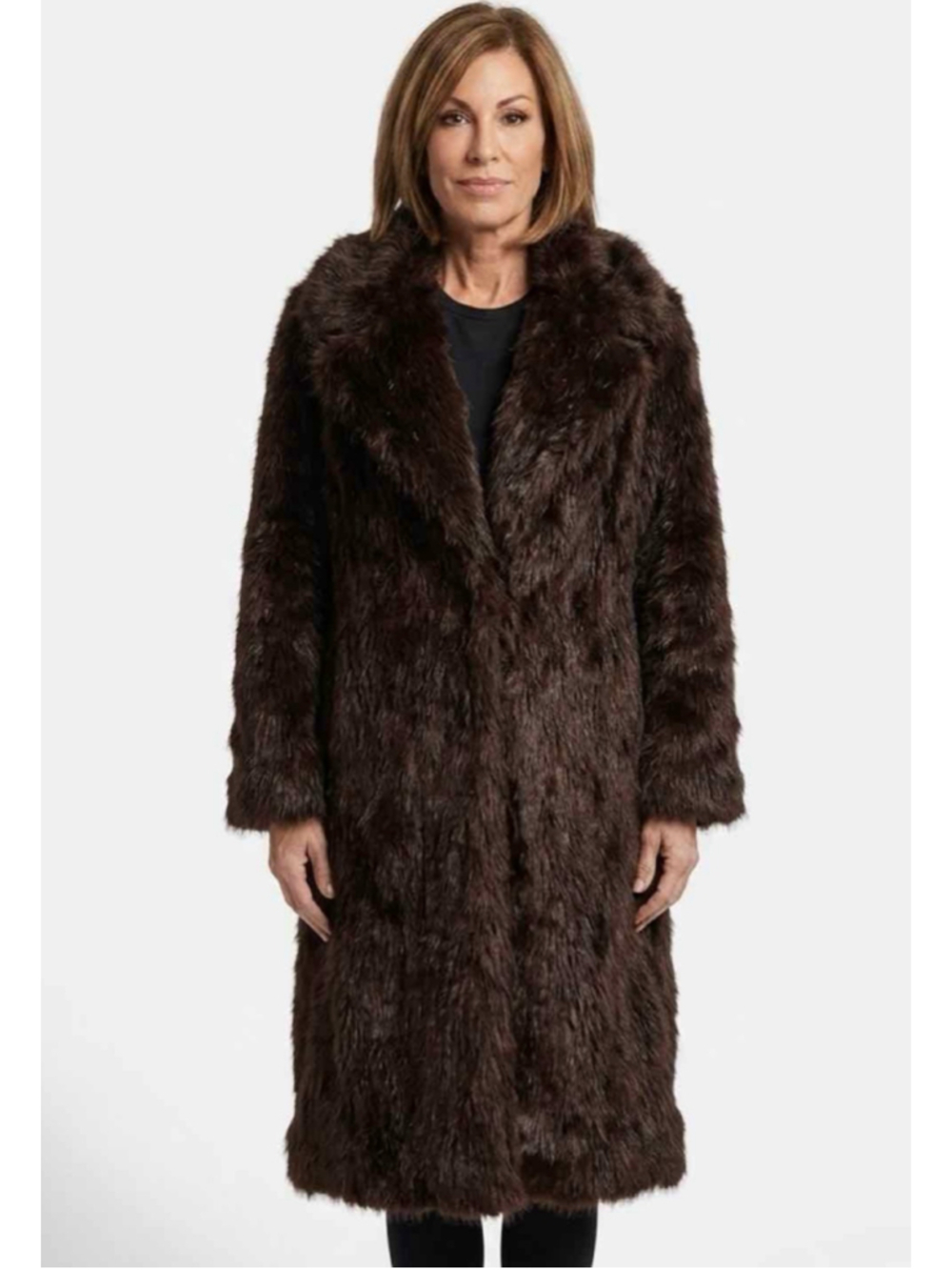 ALICE AND OLIVIA Marvin Faux Fur Maxi Coat Black Merlot Medium NWT MSRP $895